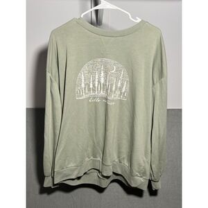 Angels Forever Young Women's XL Sage Green Hello Nature Graphic Sweatshirt